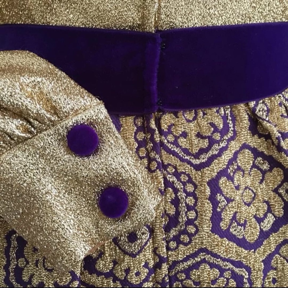 70s Vintage Gold 
Foil Maxi Dress - Picture 3 of 4